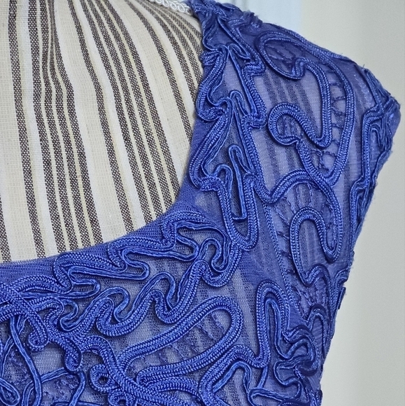 Sue Wong Embroidered Blue Sheath Cocktail Dress Size 10 - Picture 4 of 7